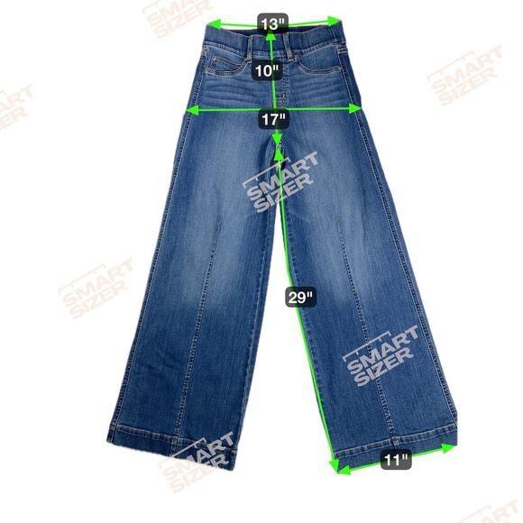 SPANX Seamed Front Wide Leg Pull On Stretch Jeans Vintage Indigo Wash Size S - Picture 3 of 16
